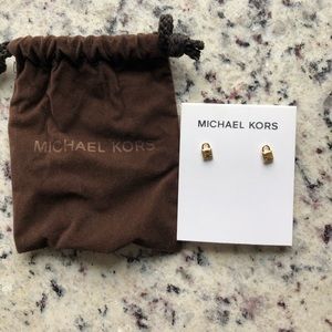 NWT Michael Kors gold lock earrings